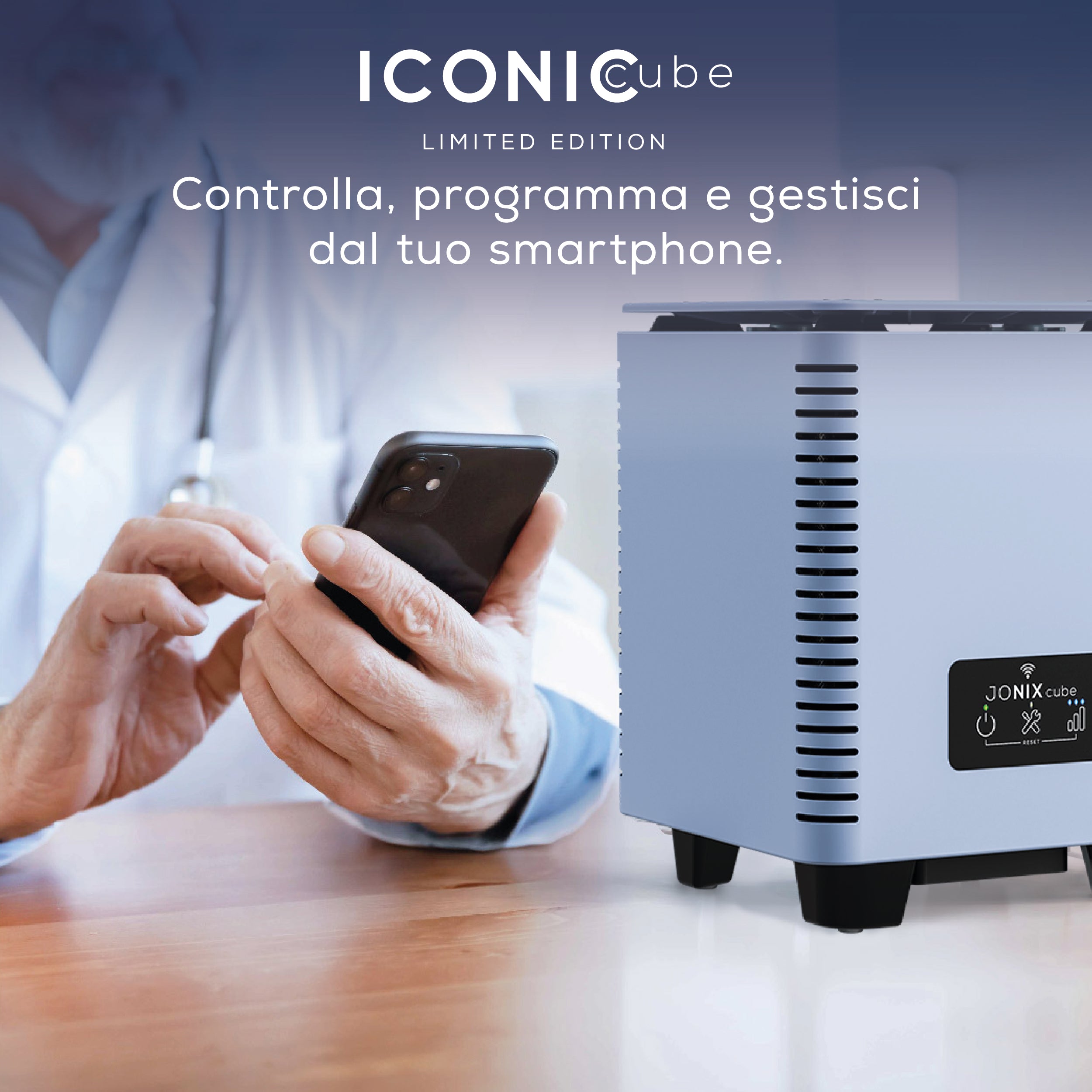 JONIX CUBE ICONIC - purificatore ionizzatore con scocca in acciao satinato
